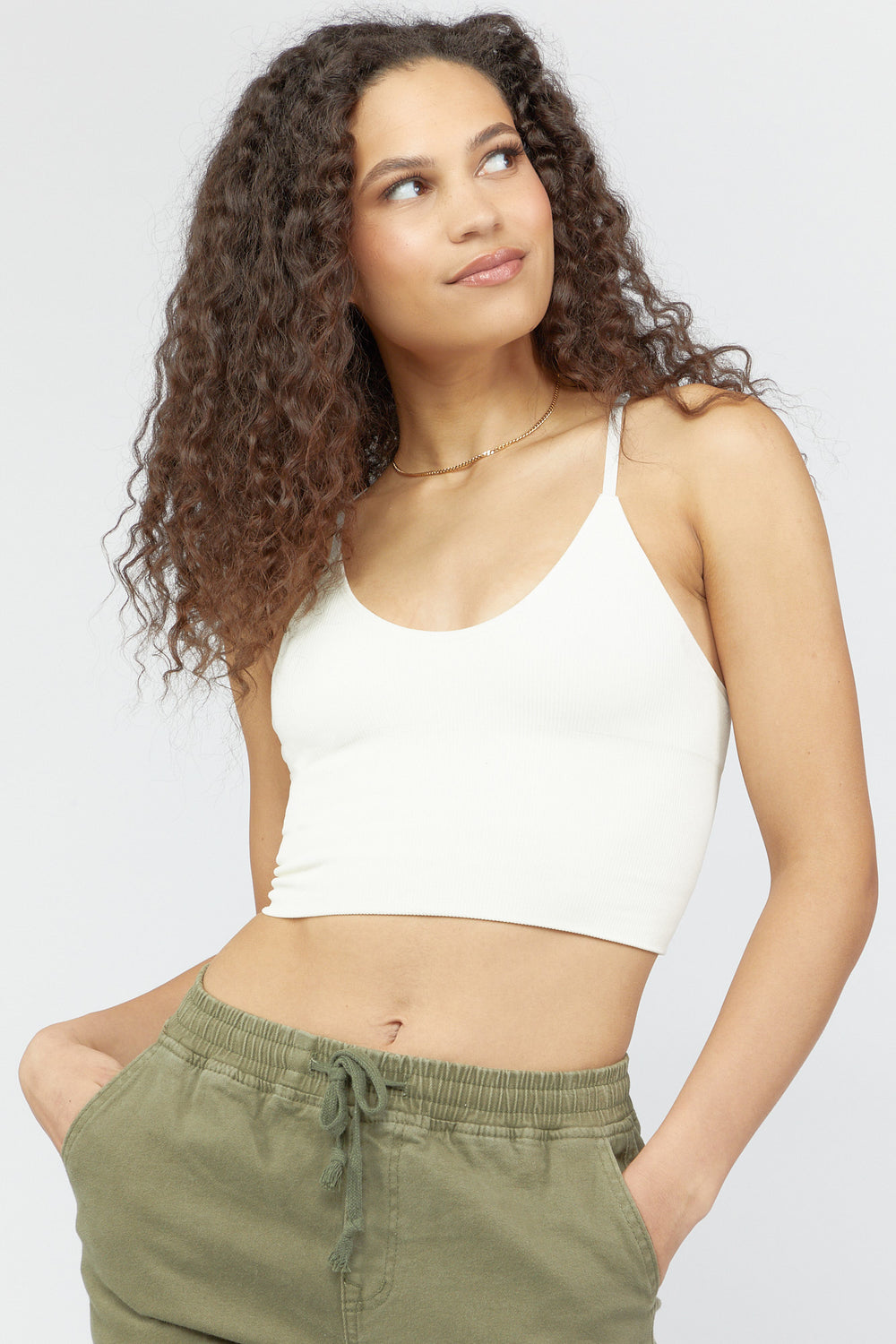 Seamless Ribbed Cropped Cami Ivory