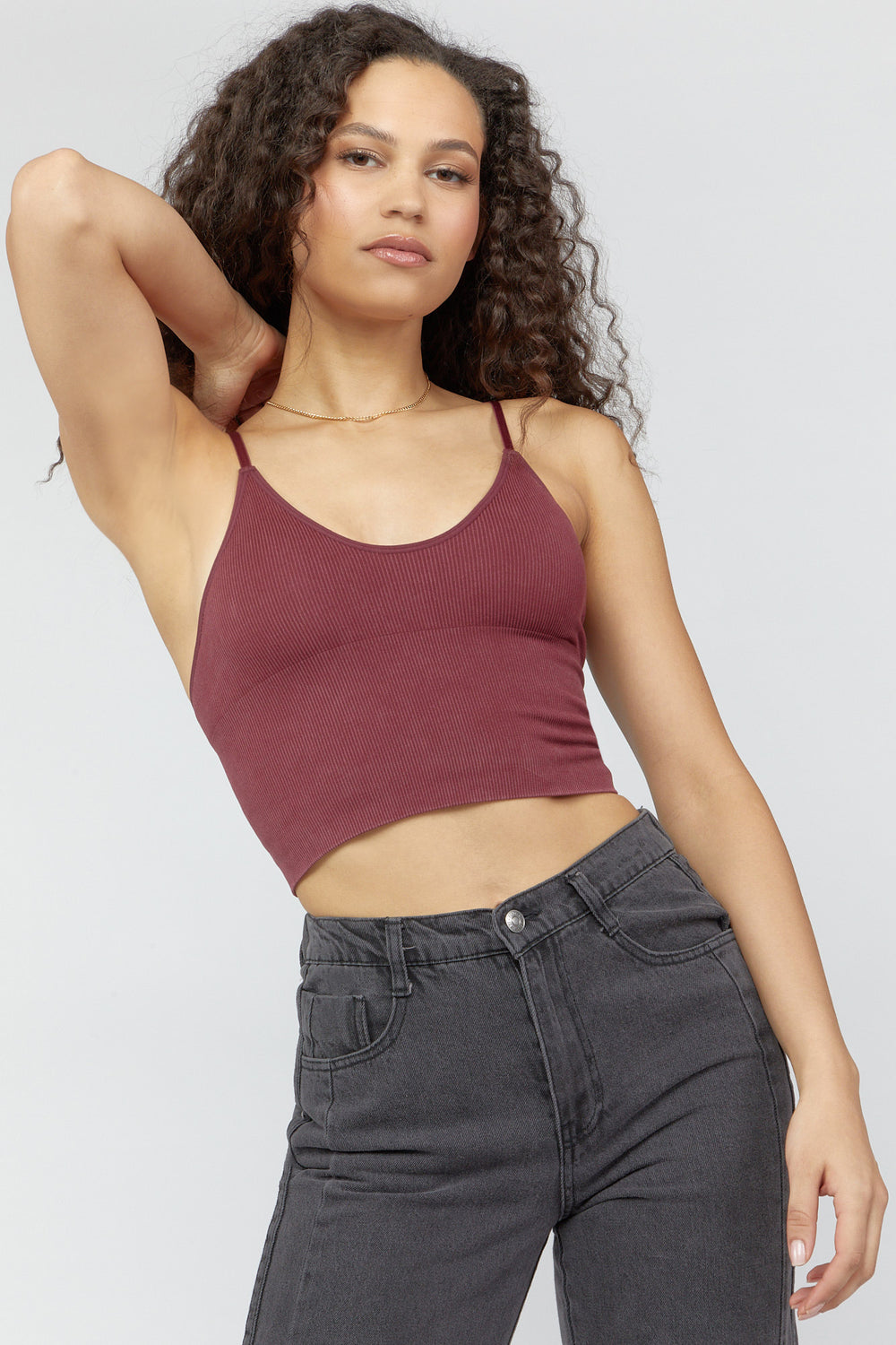Seamless Ribbed Cropped Cami Wine