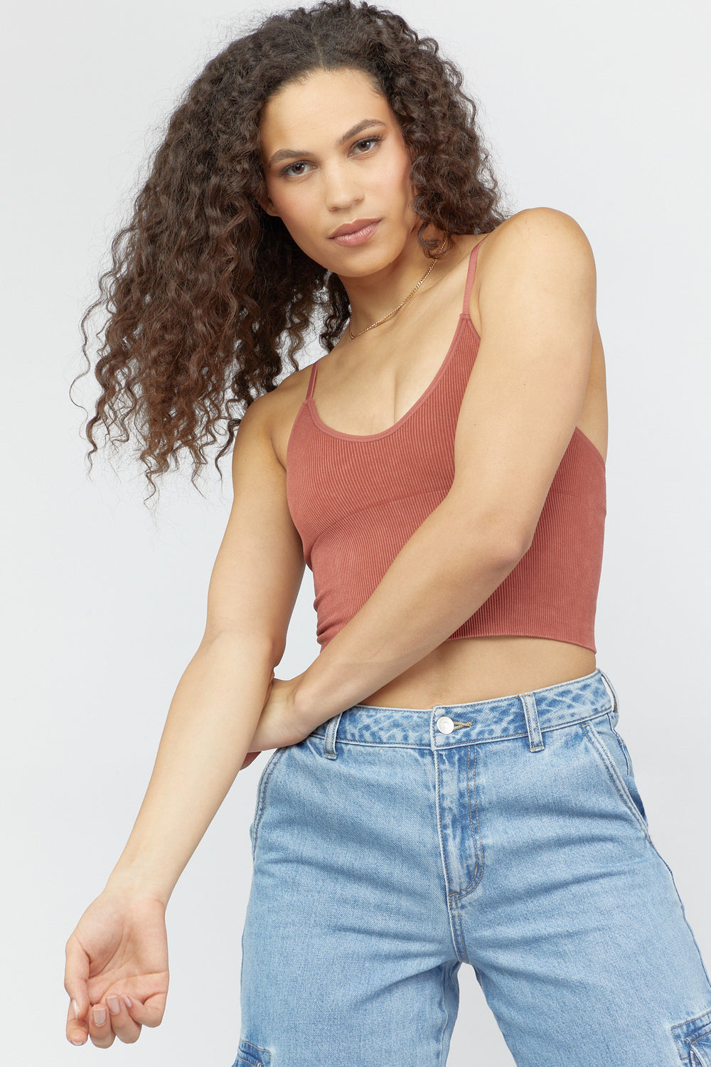 Seamless Ribbed Cropped Cami Rust