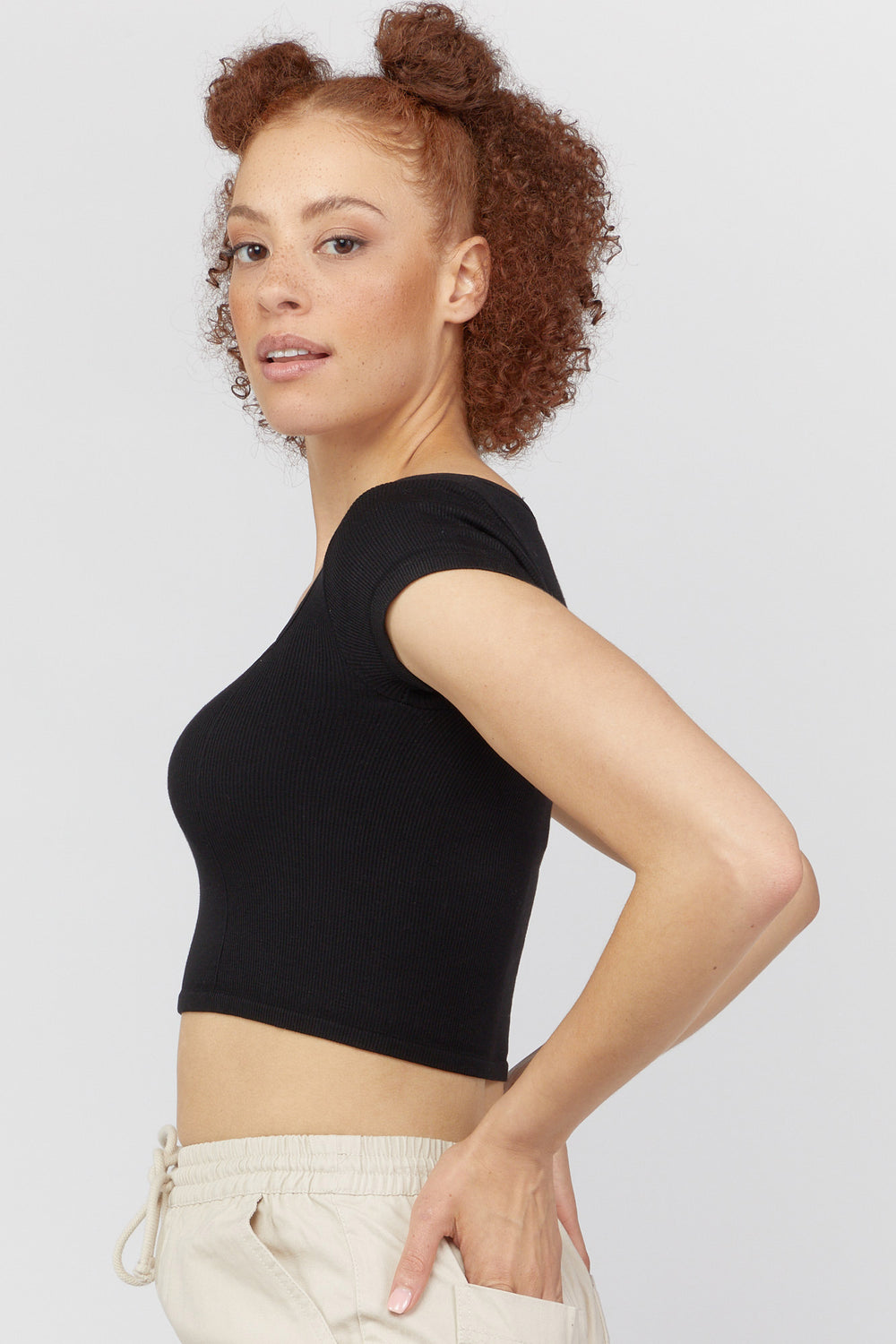 Basic Square-Neck Crop Top Black