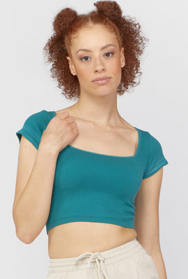 Link to Basic Square-Neck Crop Top Teal