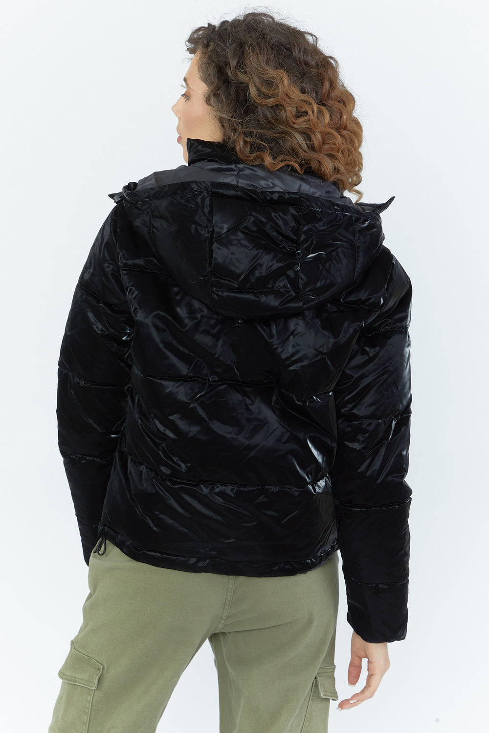 Shiny Puffer Jacket Black