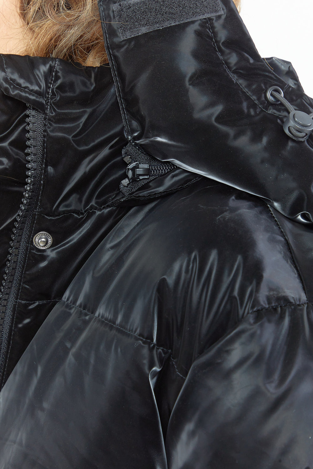 Shiny Puffer Jacket Black