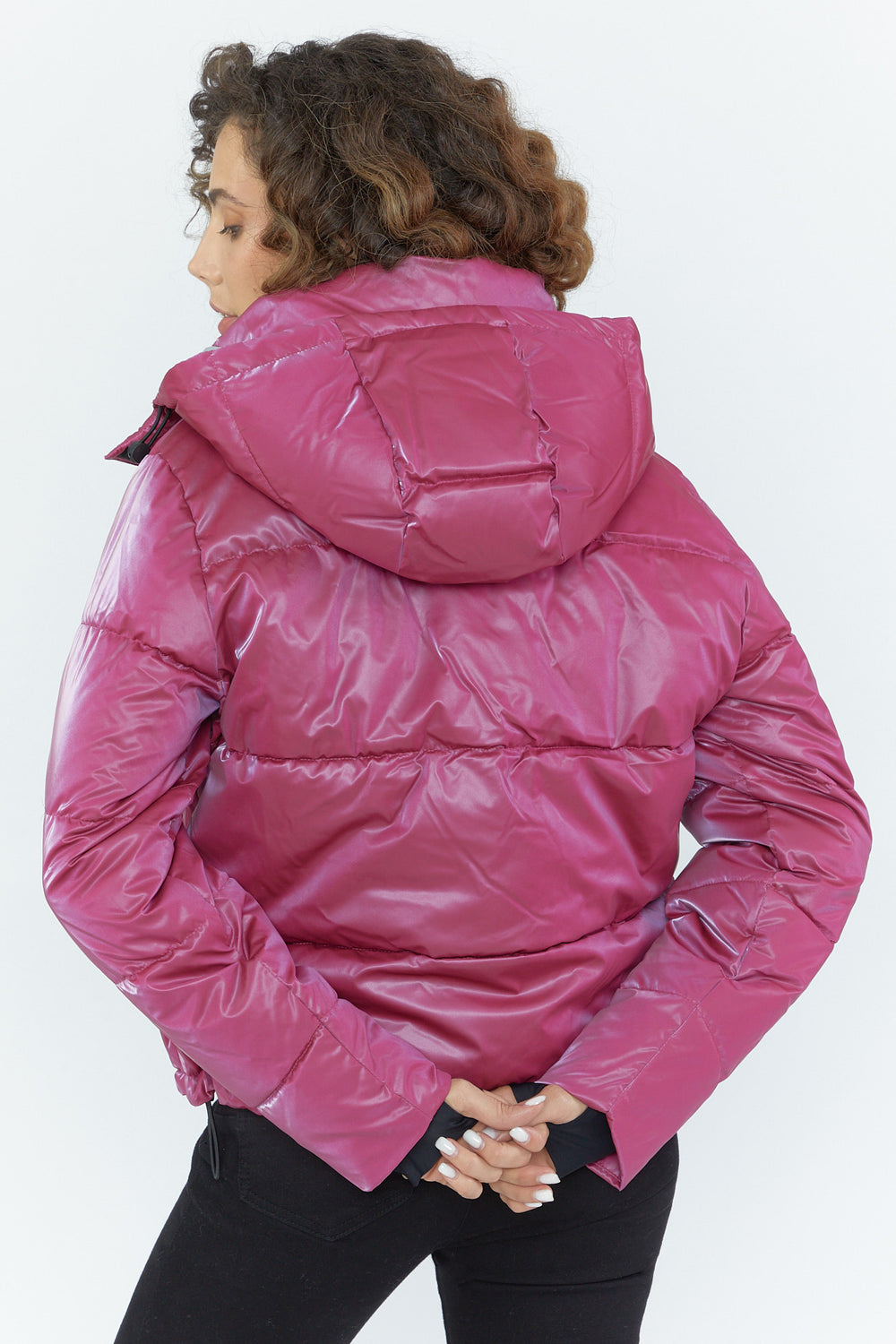 Shiny Puffer Jacket Rose