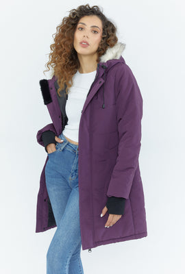 Link to Faux-Fur Hooded Puffer Parka Plum
