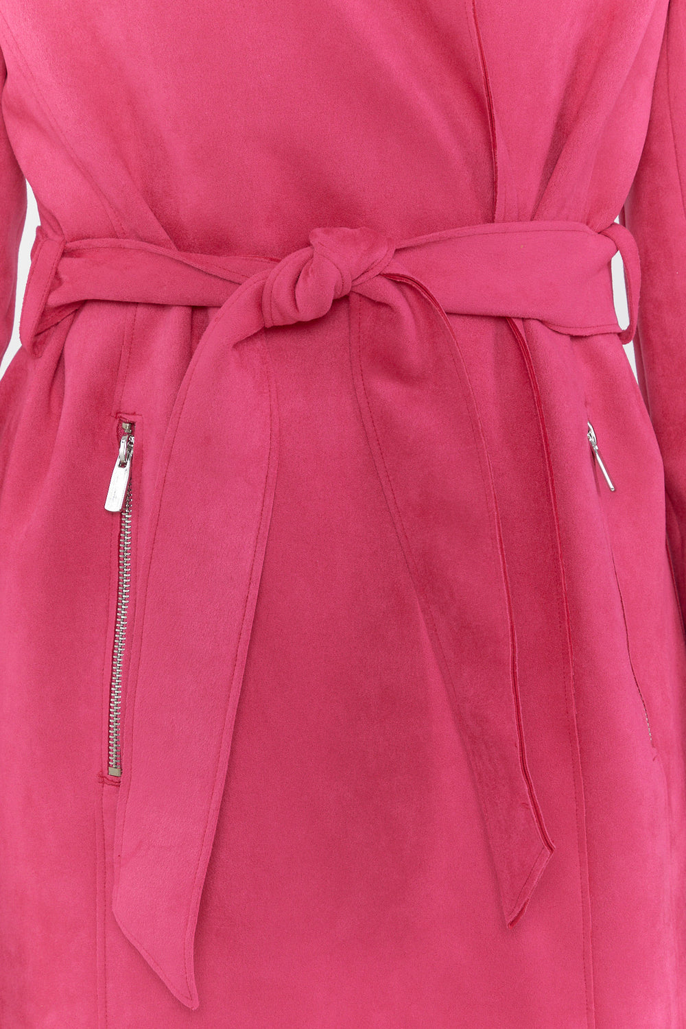 Faux-Suede Trench Coat Pink