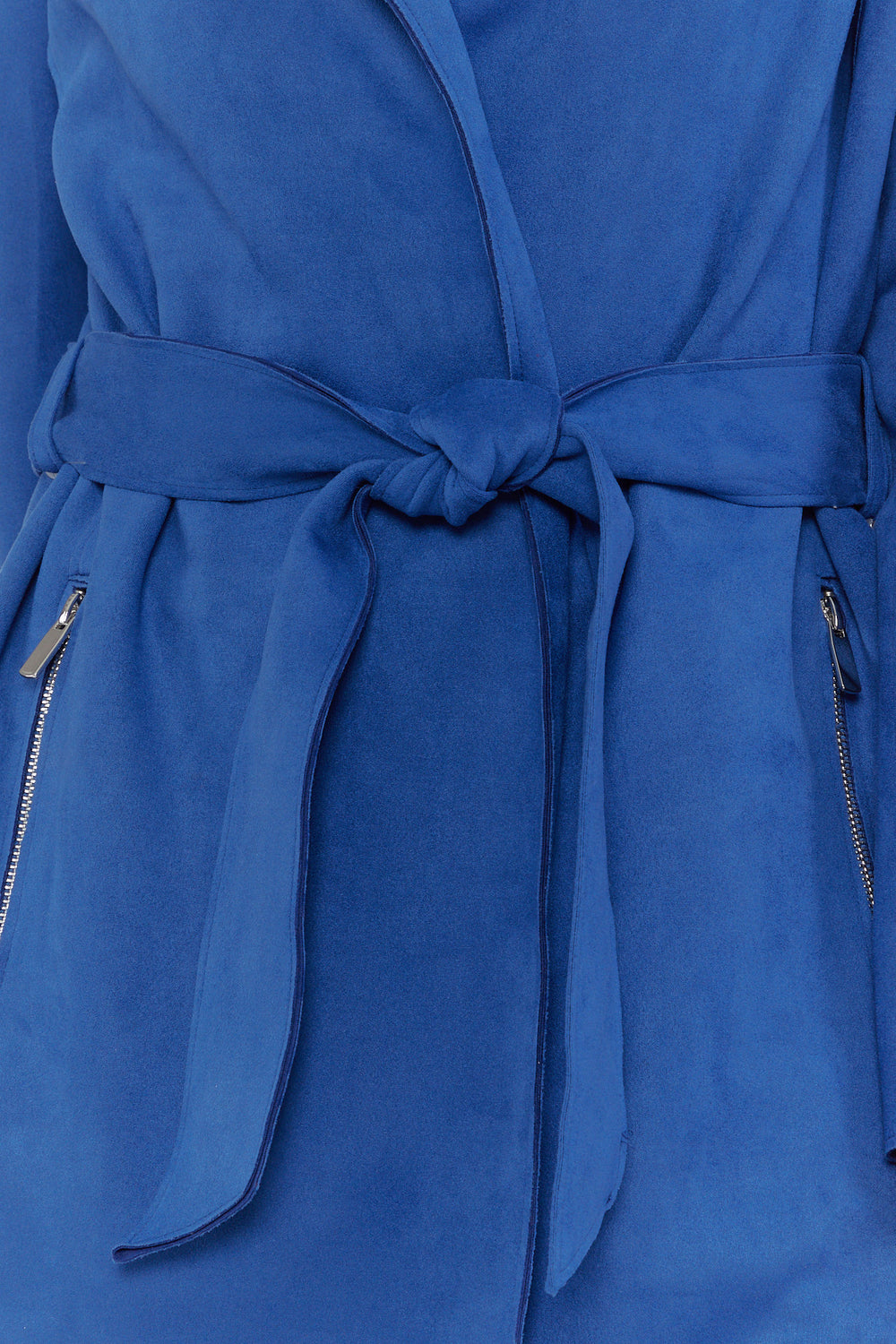 Faux-Suede Trench Coat Blue