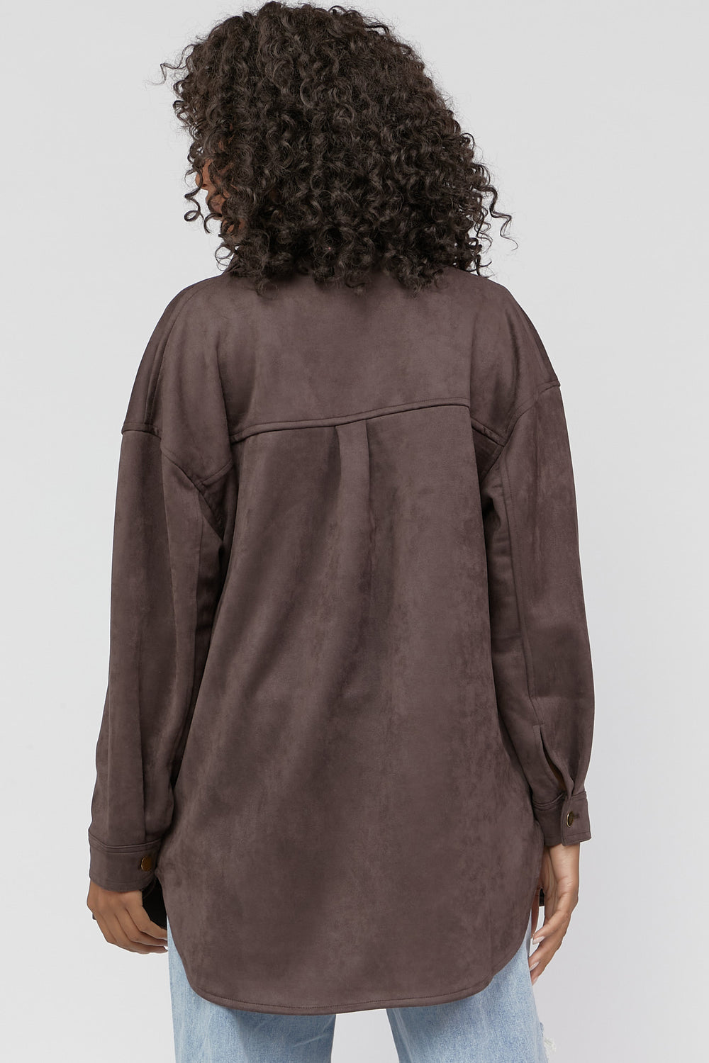 Button-Up Suede Shacket Brown