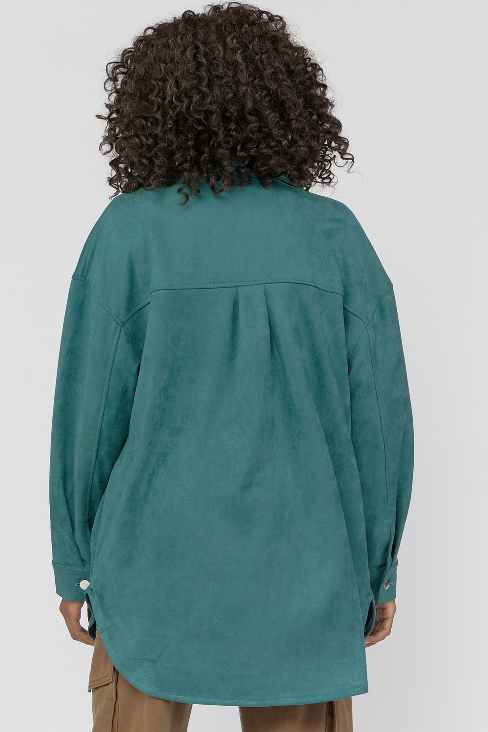 Button-Up Suede Shacket Teal