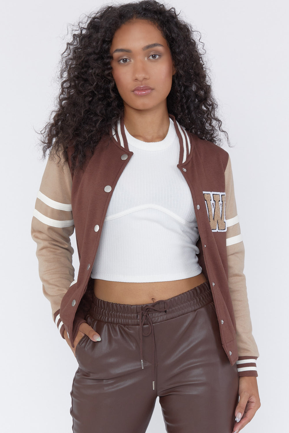 Varsity Fleece Jacket Brown