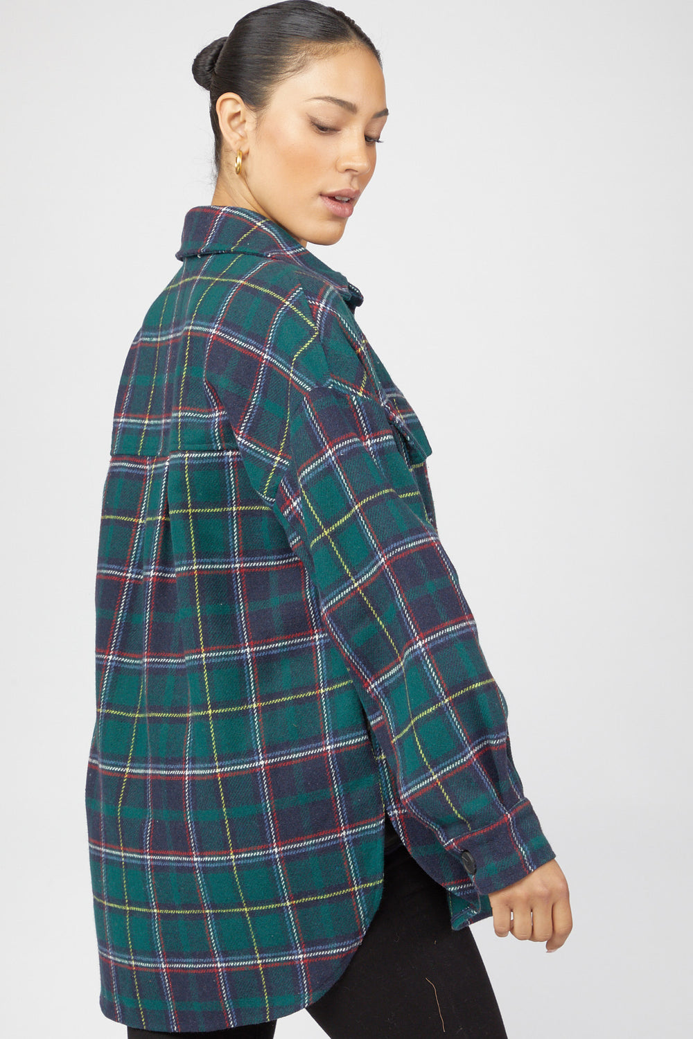 Plaid Flannel Shacket Green