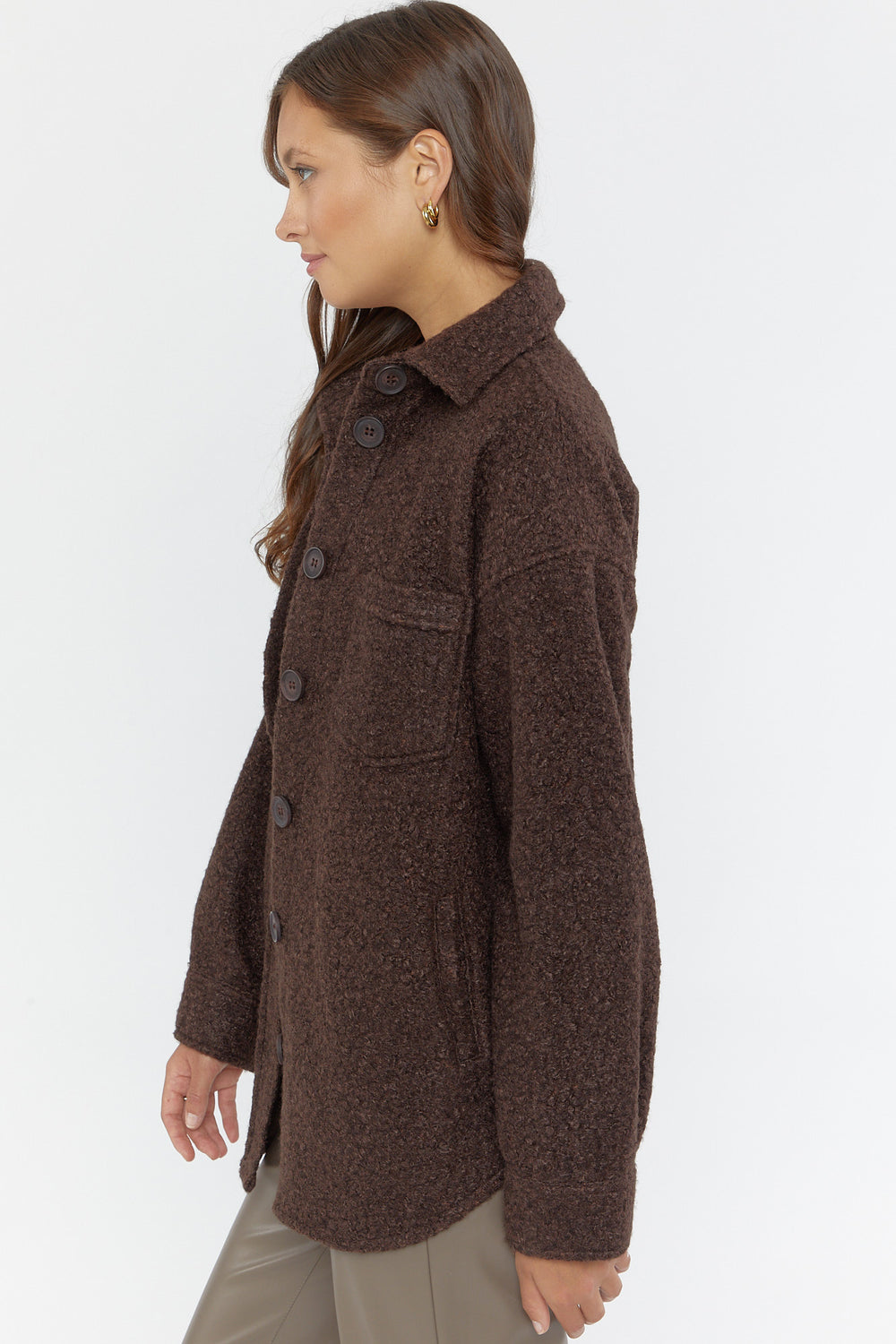 Oversized Sherpa Shacket Brown