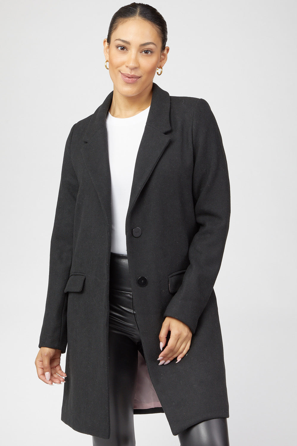 Single-Breasted Wool Coat Black