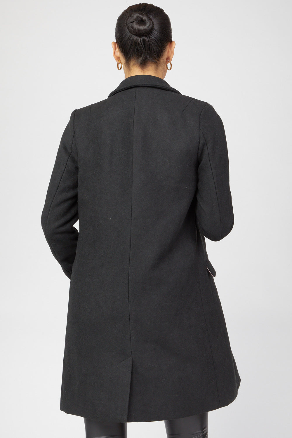 Single-Breasted Wool Coat Black