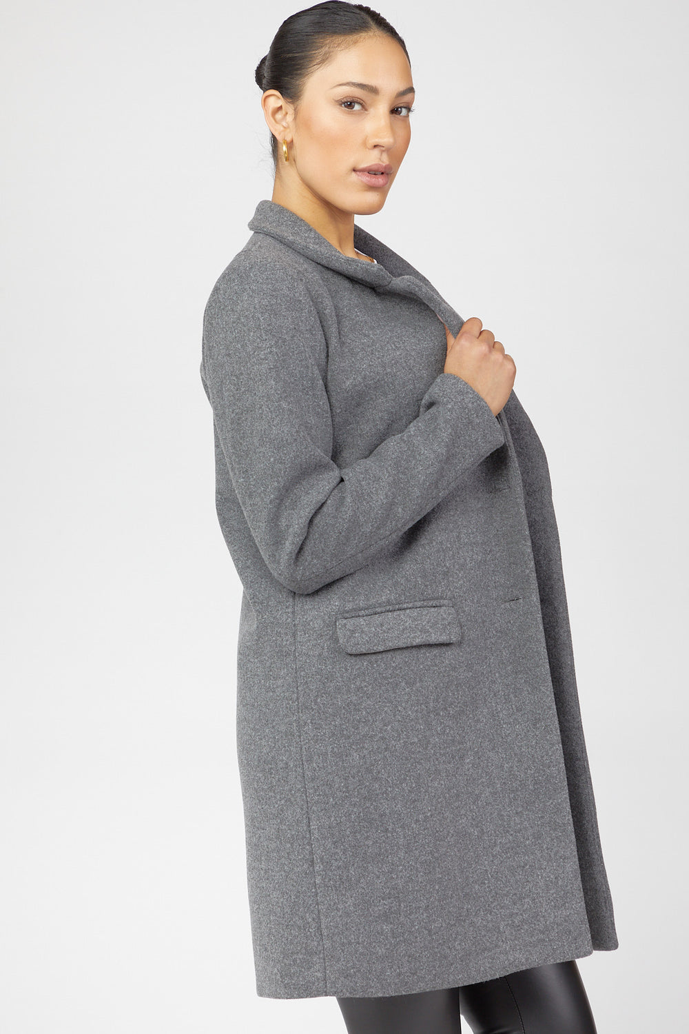 Single-Breasted Wool Coat Charcoal