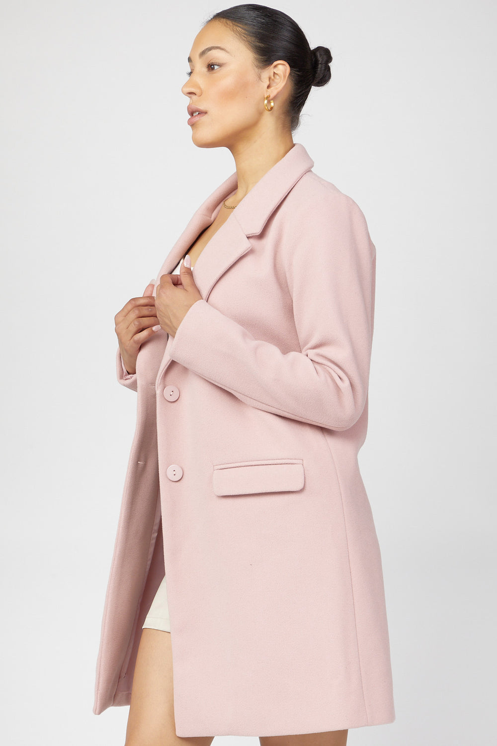 Single-Breasted Wool Coat Mauve