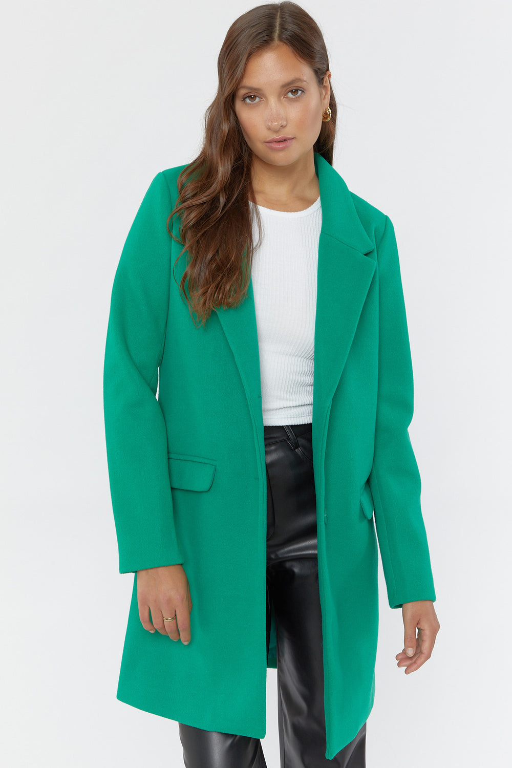 Single-Breasted Wool Coat Green