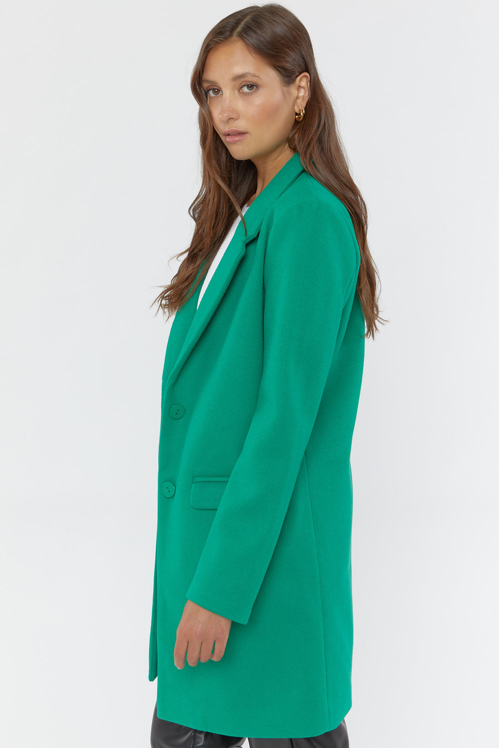 Single-Breasted Wool Coat Green