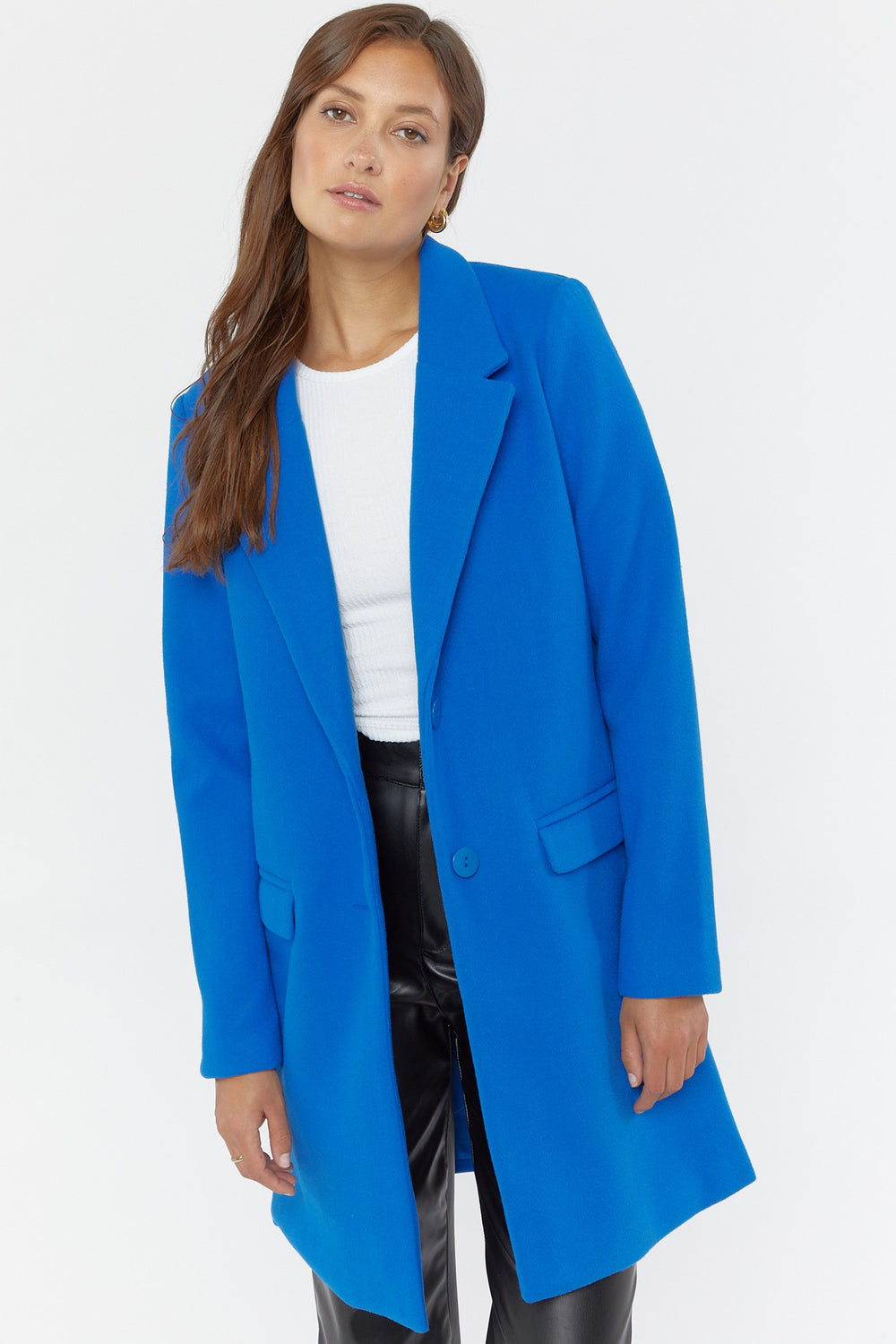 Single-Breasted Wool Coat Royal Blue