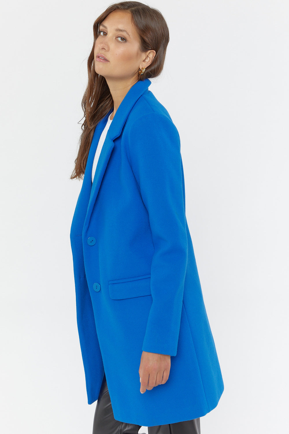 Single-Breasted Wool Coat Royal Blue