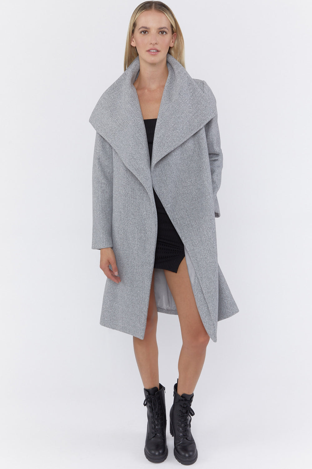 Waterfall Belted Coat Heather Grey