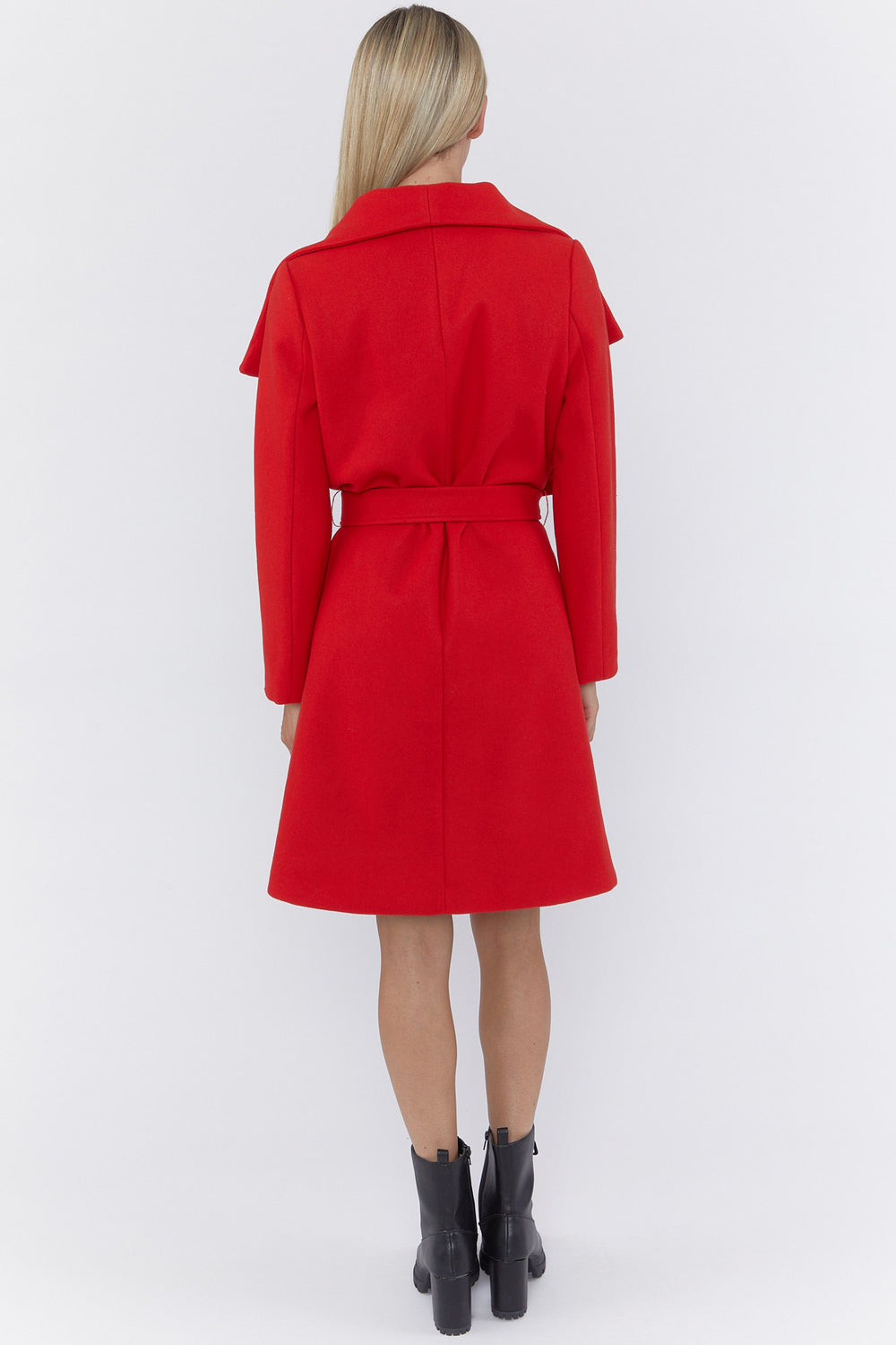 Waterfall Belted Coat Red