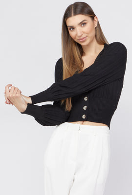 Link to Ribbed Cardigan Sweater Black