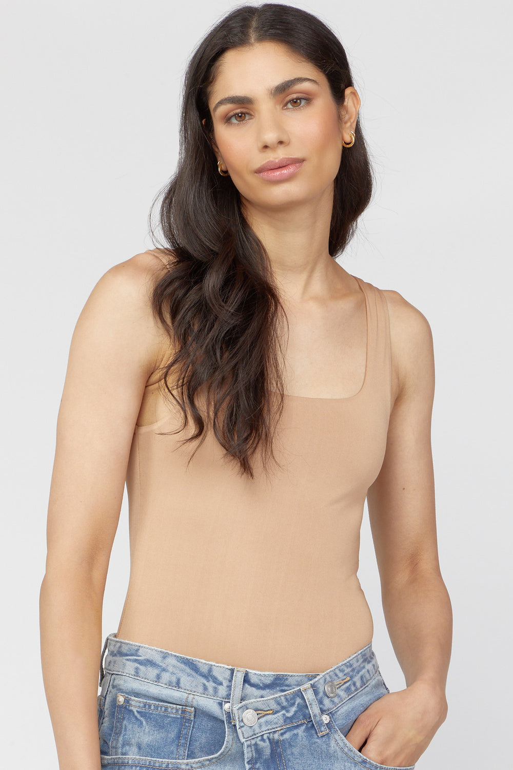 Contour Scoop Neck Bodysuit Light Brown