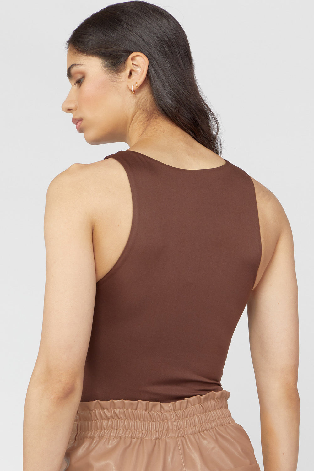 Contour Crew Neck Bodysuit Dark Brown