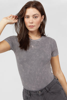 Link to Ribbed Crew Neck Bodysuit Charcoal