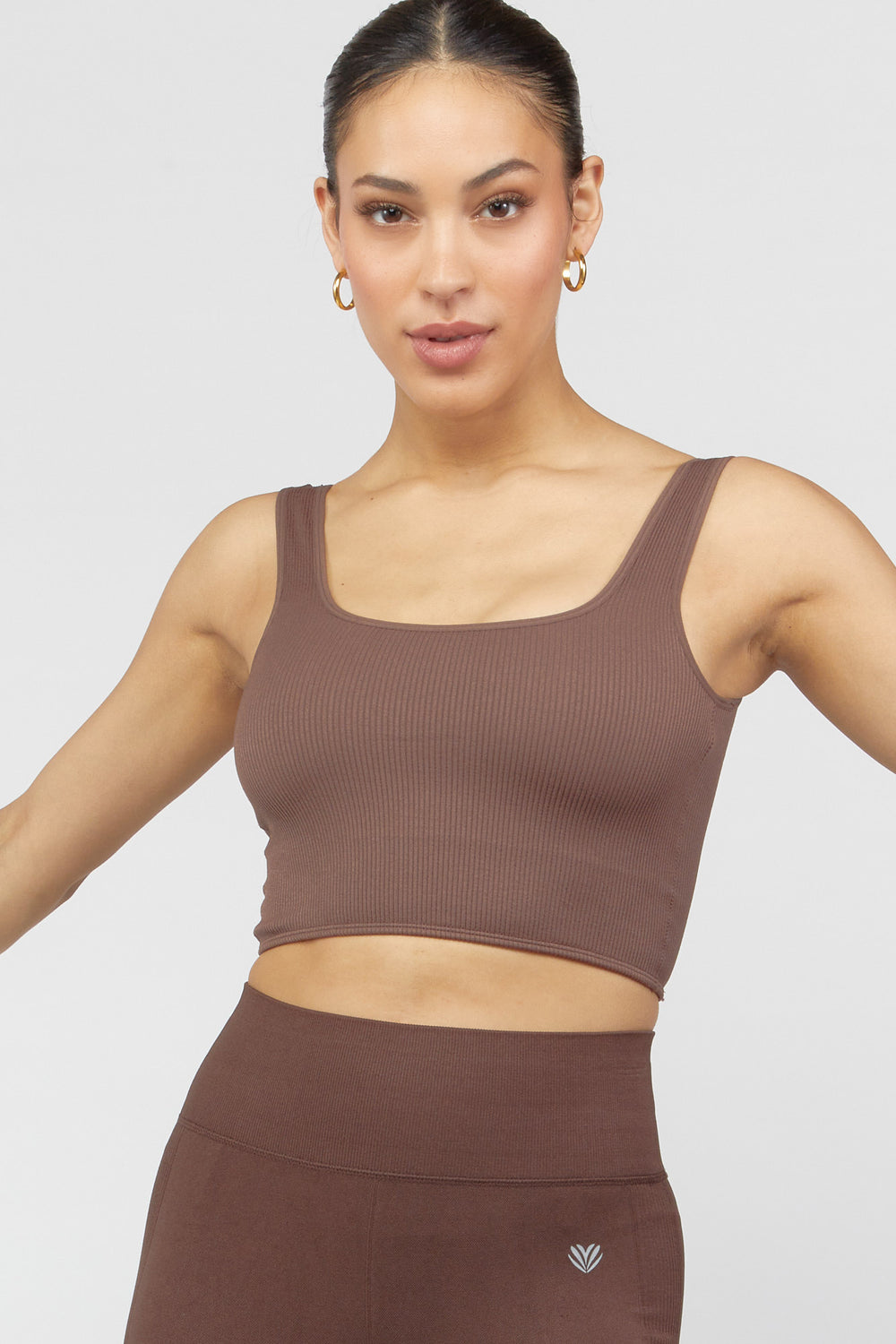 Active Ribbed Tank Top Dark Brown