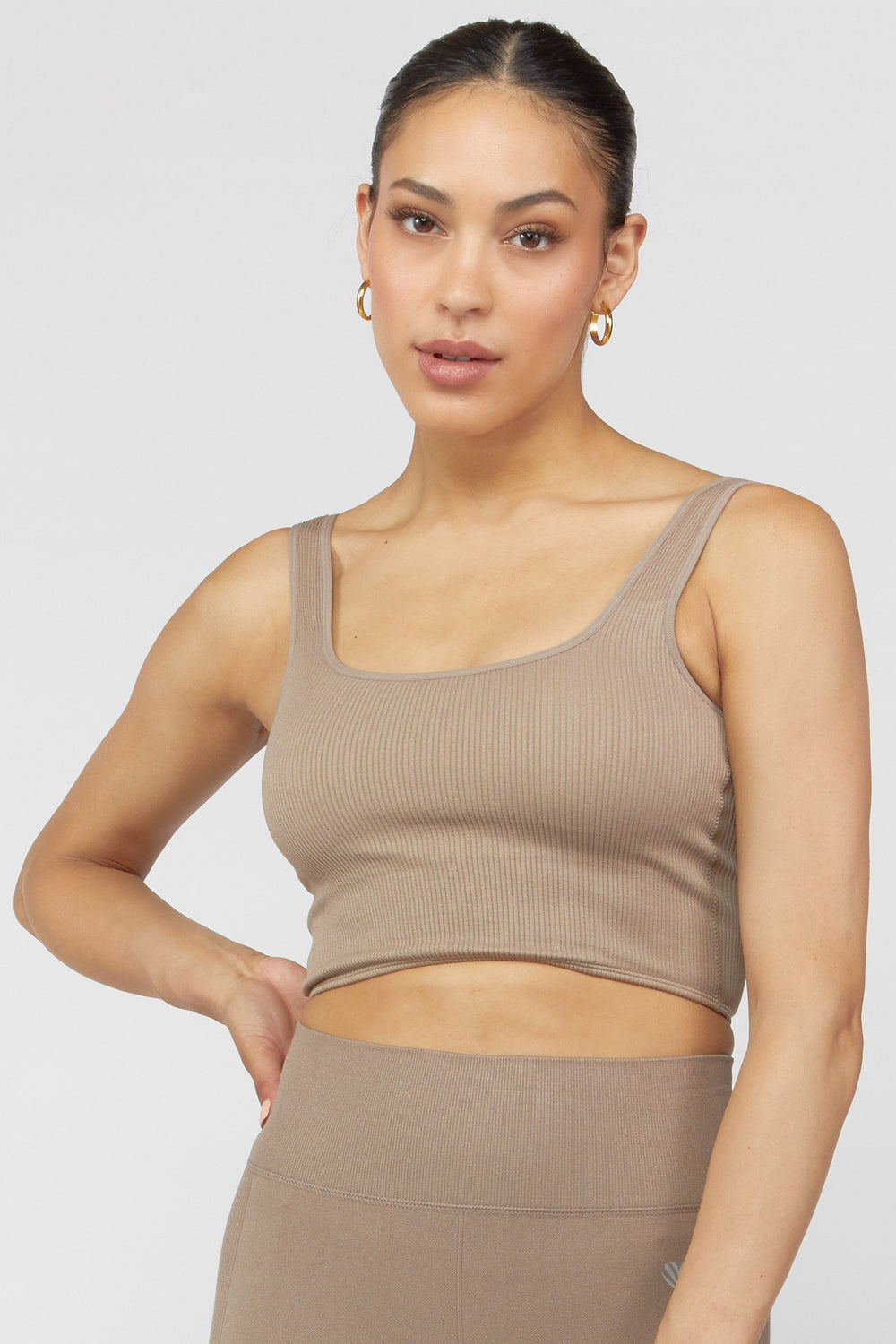 Active Ribbed Tank Top Taupe