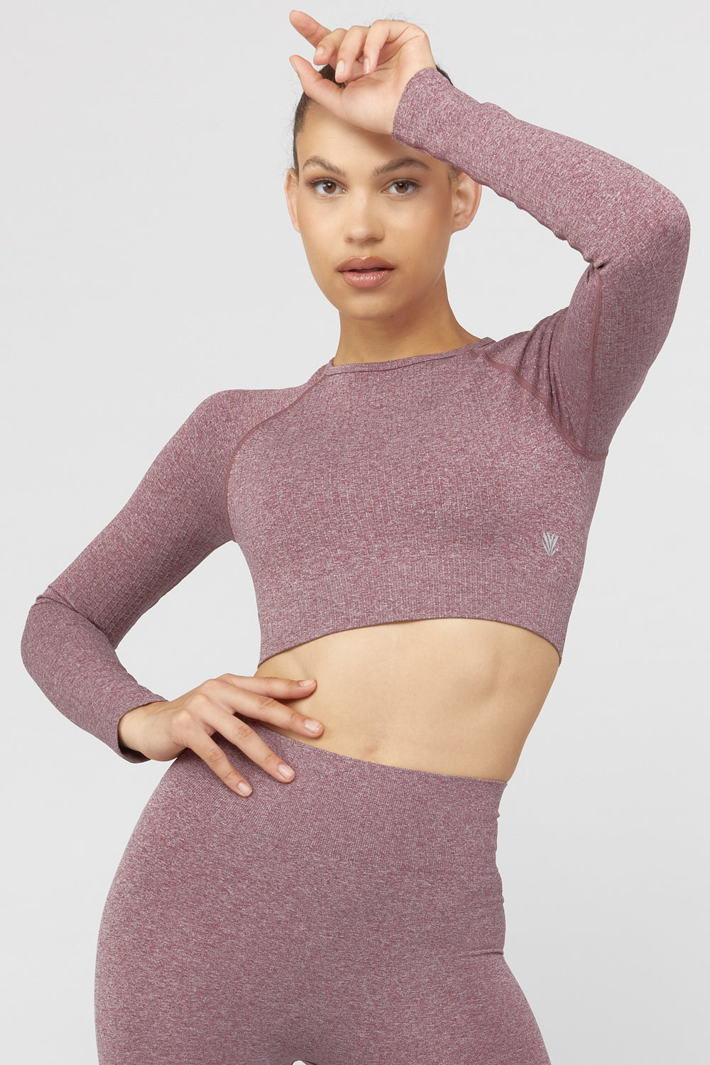 Active Heathered Crop Top Burgundy