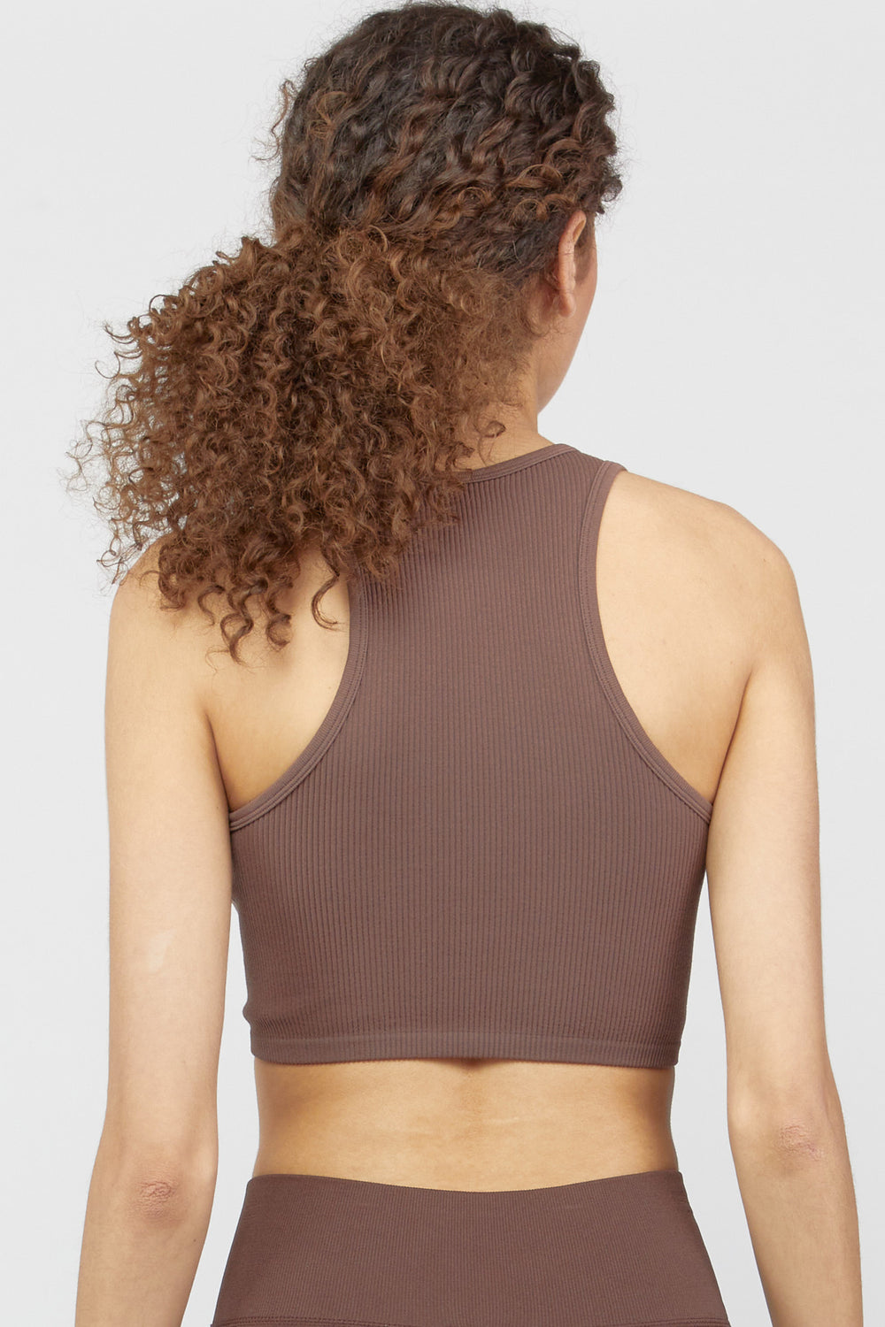 Seamless Active Racerback Crop Top Dark Brown