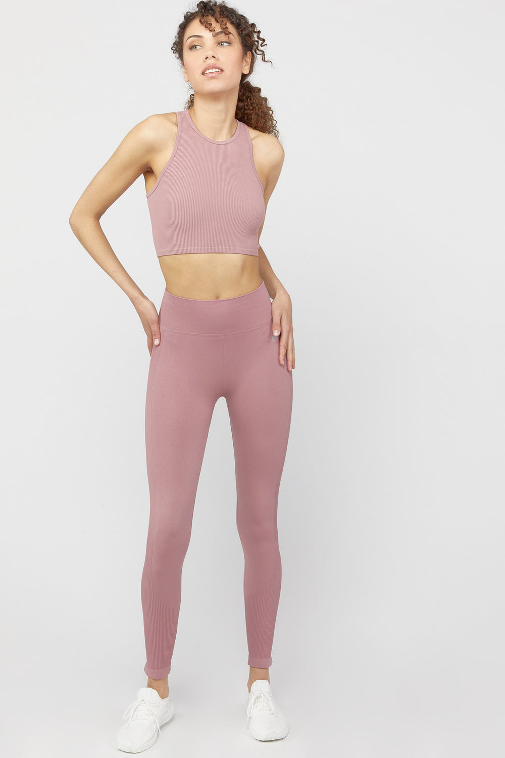 Seamless Active Racerback Crop Top Dusty Rose