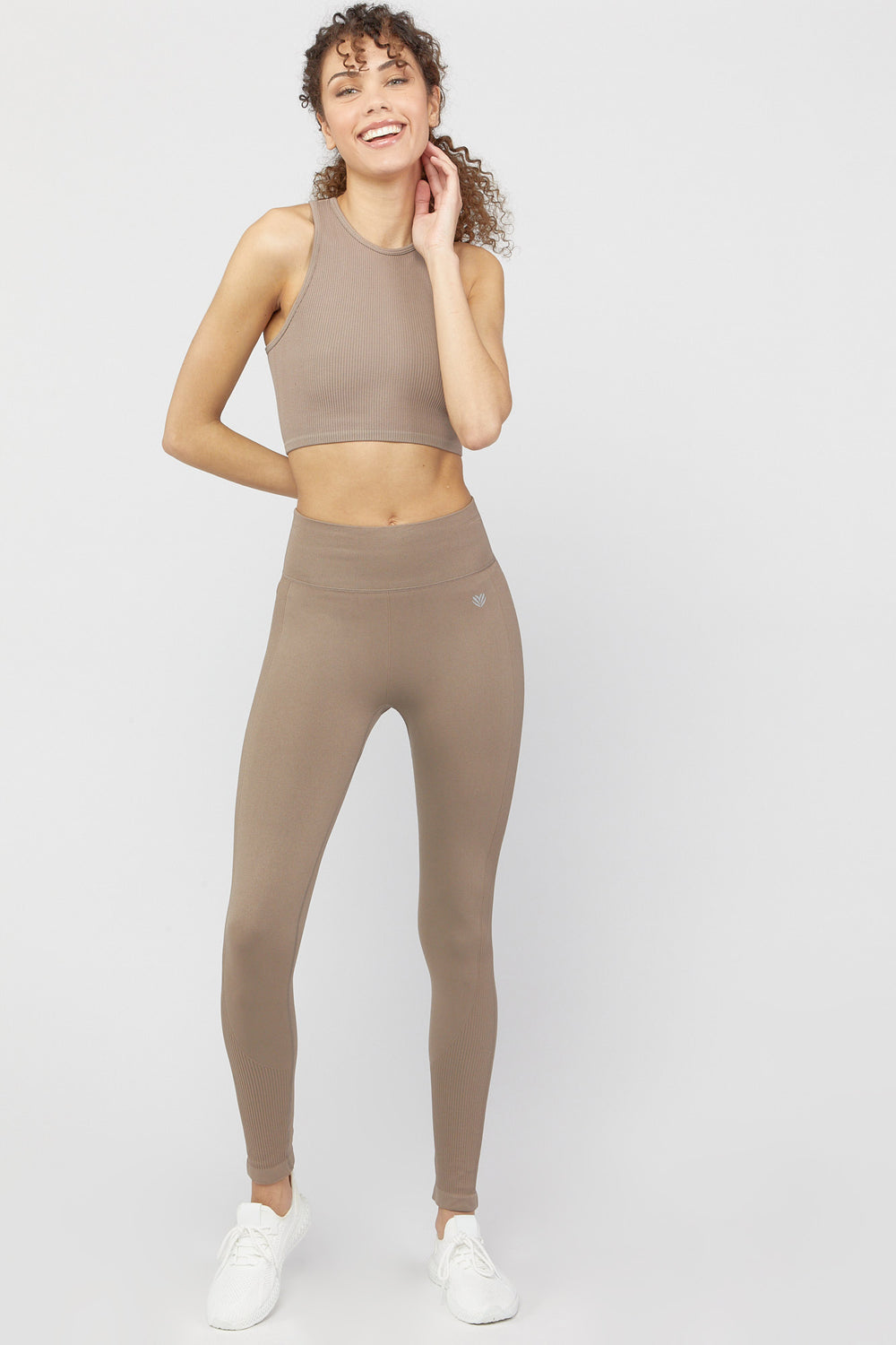 Seamless Active Racerback Crop Top Taupe