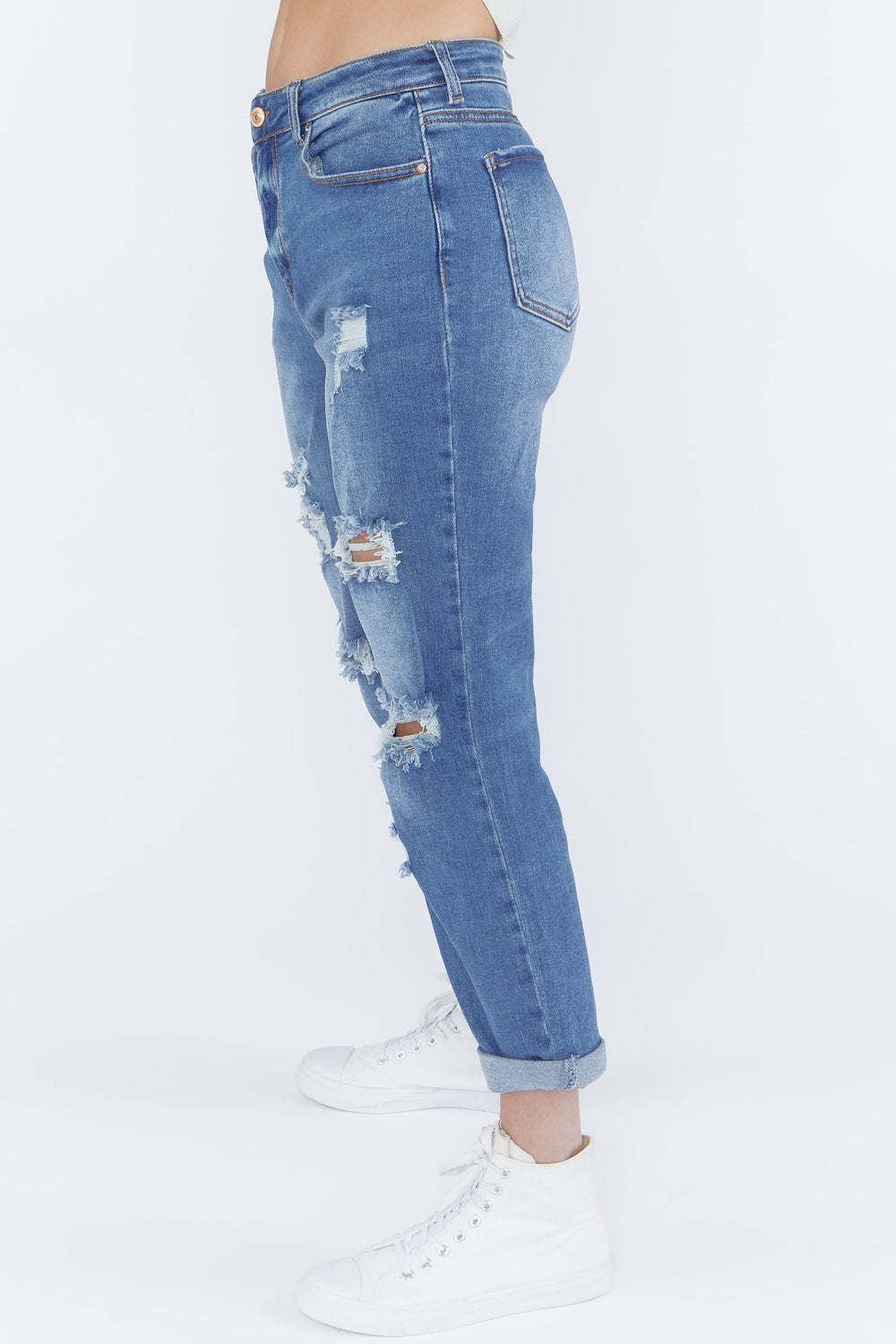 Distressed Light Wash Jeans Medium Blue