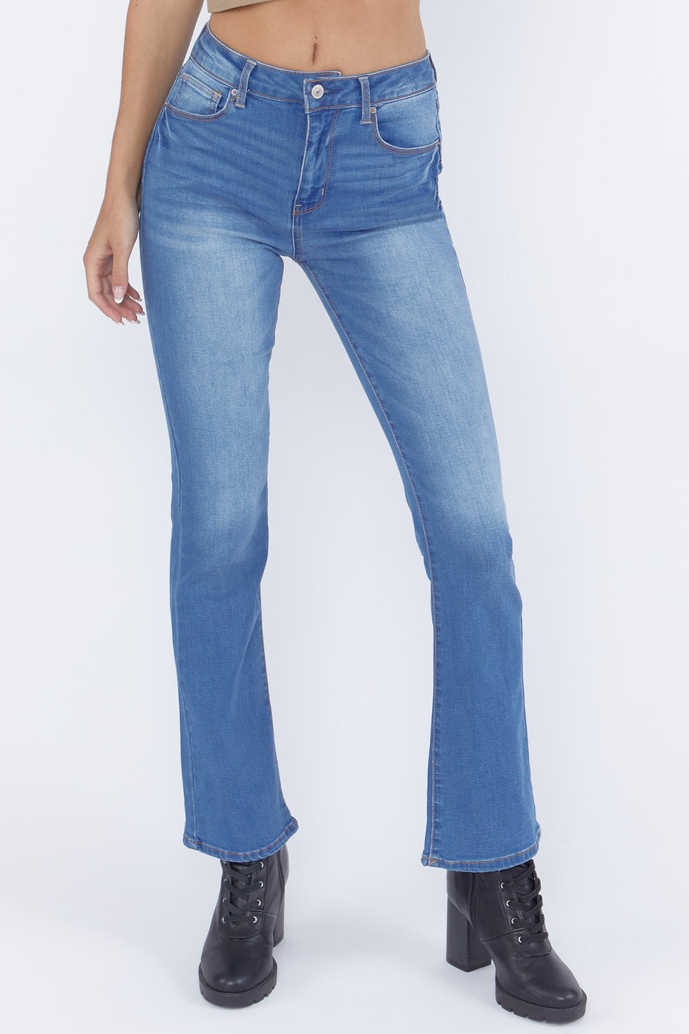 High-Rise Boot Cut Jeans Medium Blue