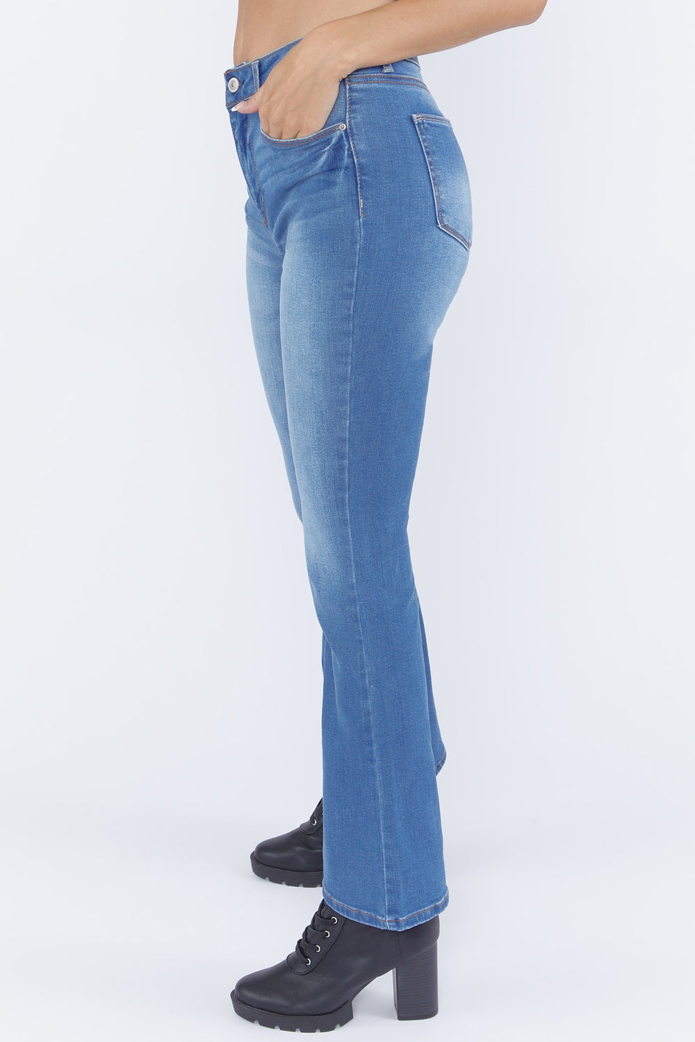 High-Rise Boot Cut Jeans Medium Blue