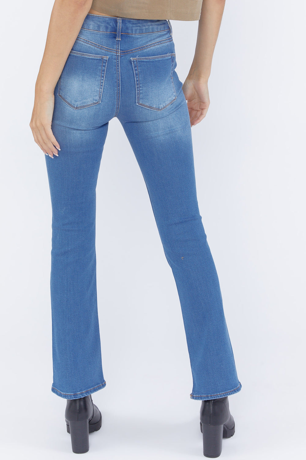 High-Rise Boot Cut Jeans Medium Blue