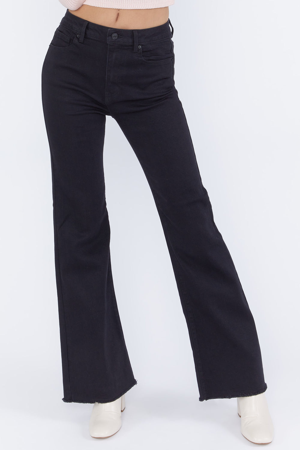 Raw-Cut Flare Jeans Black