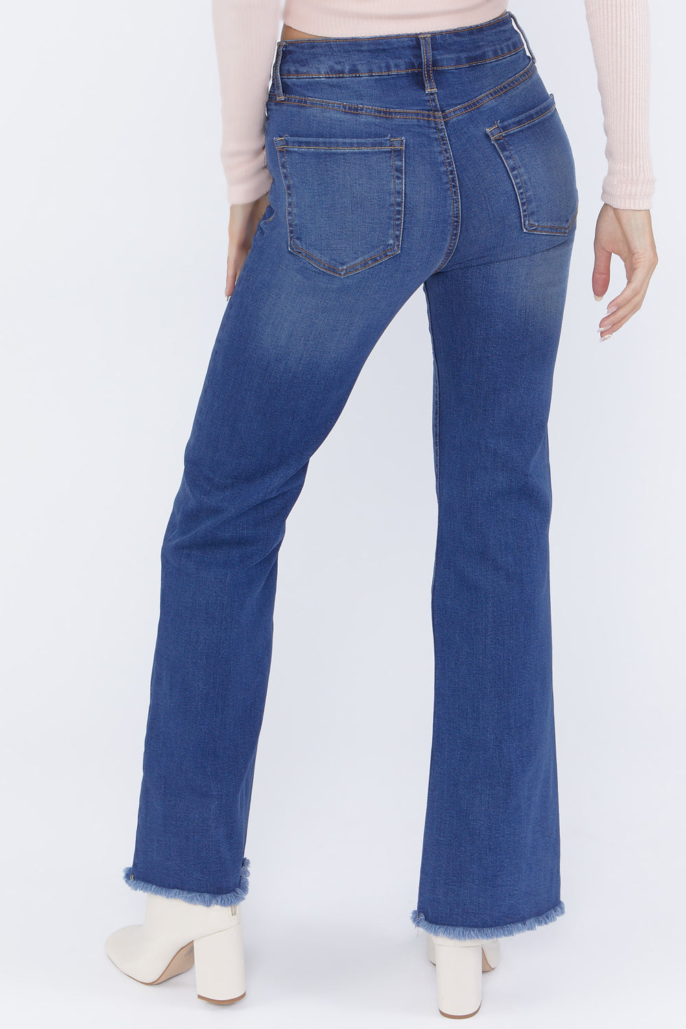 Raw-Cut Flare Jeans Dark Blue