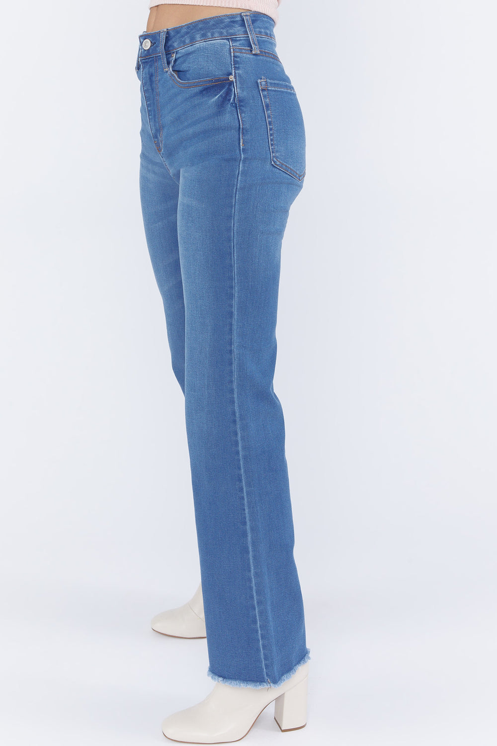 Raw-Cut Flare Jeans Medium Blue