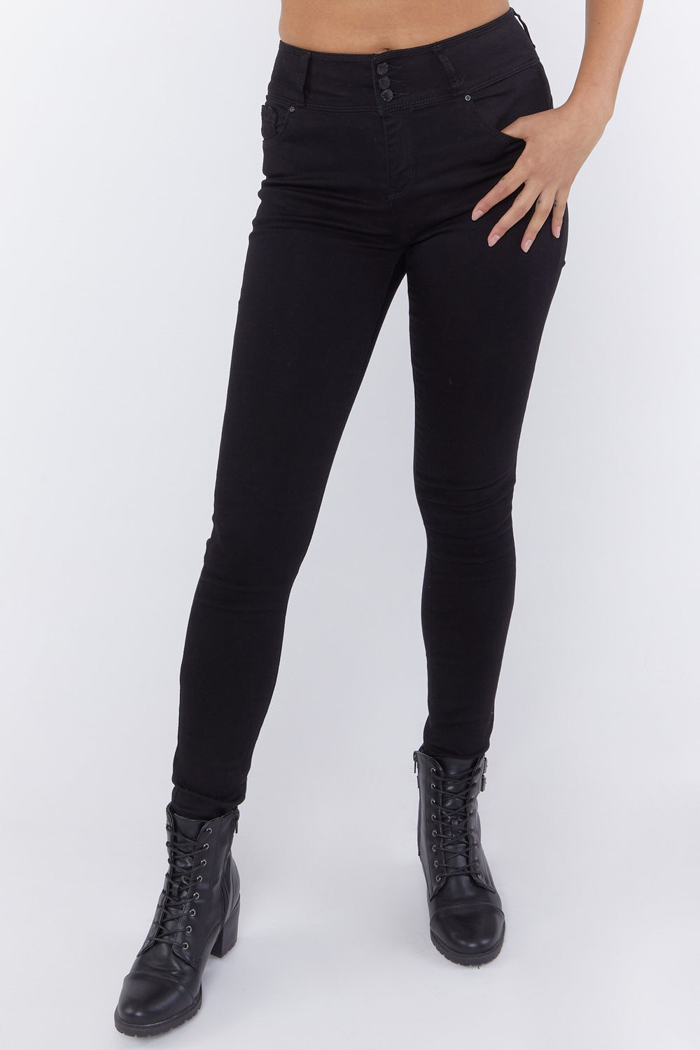 Basic High-Rise Skinny Jeans Black