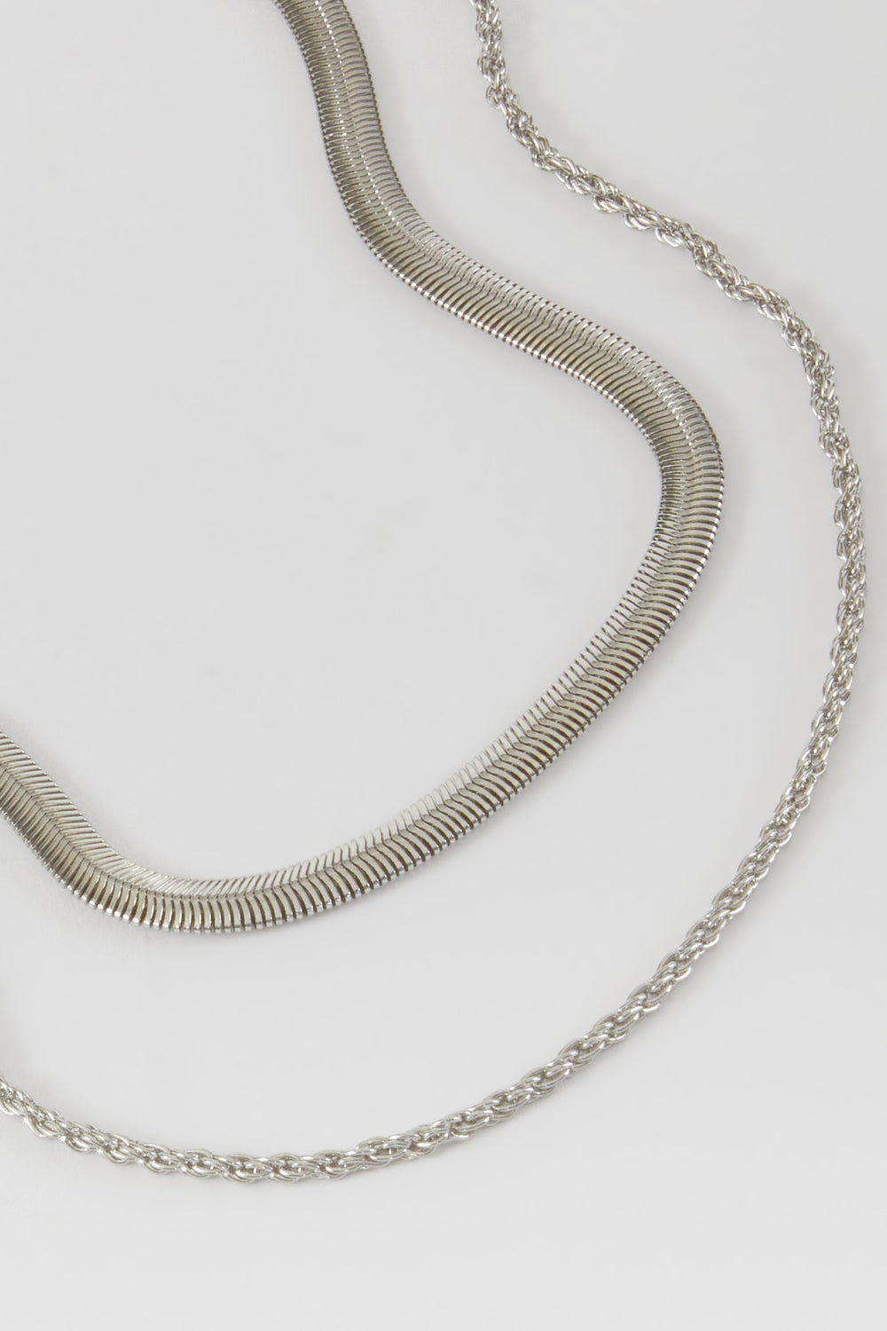 Layered Rope Chain Necklace Silver