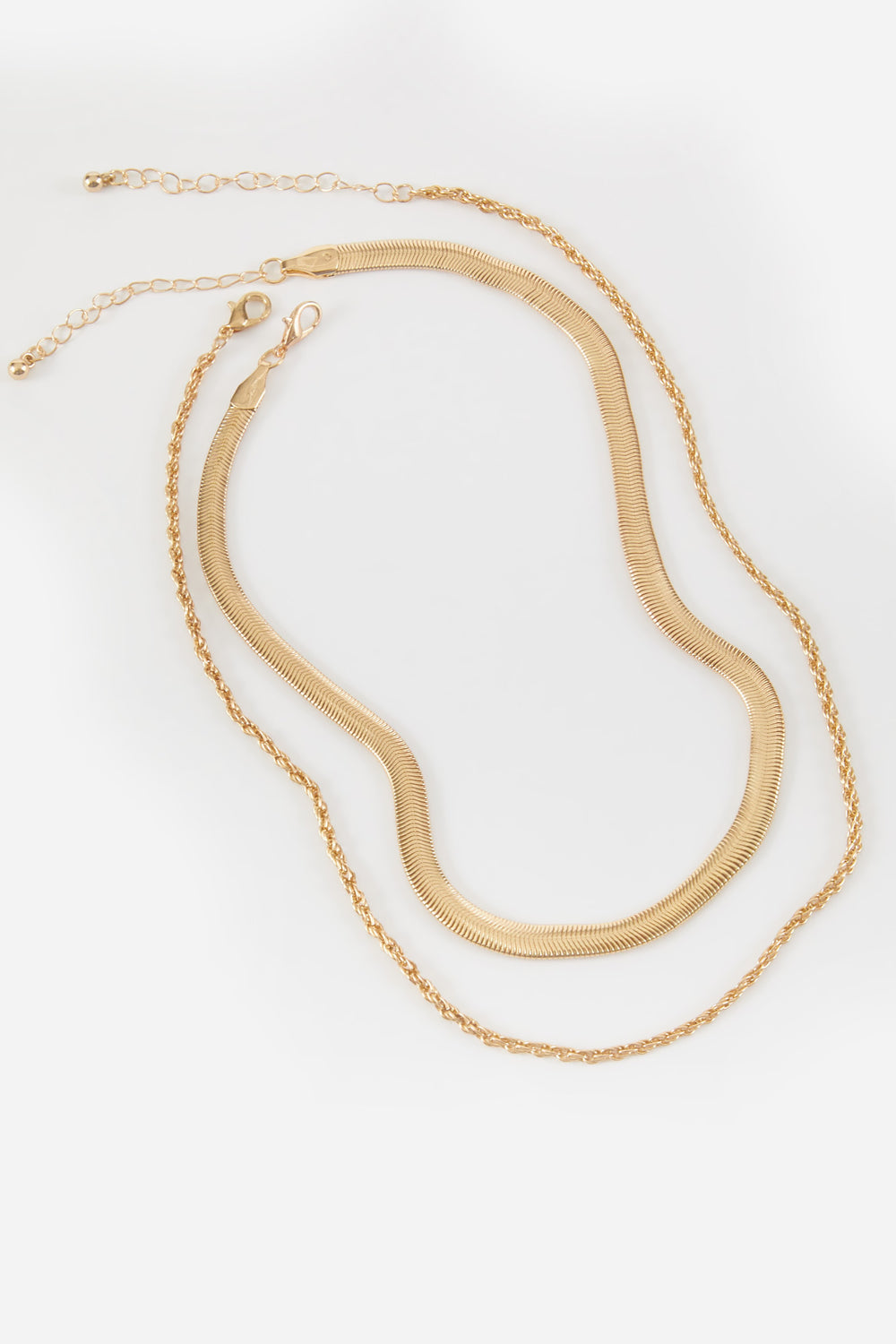 Layered Rope Chain Necklace Gold