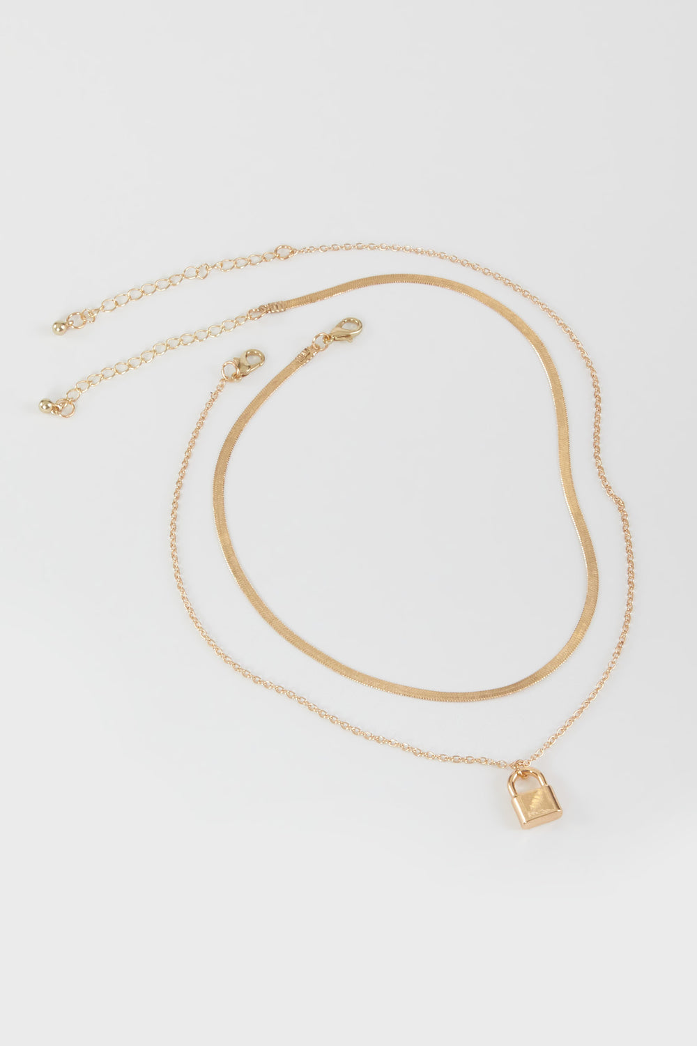 Layered Lock Necklace Gold