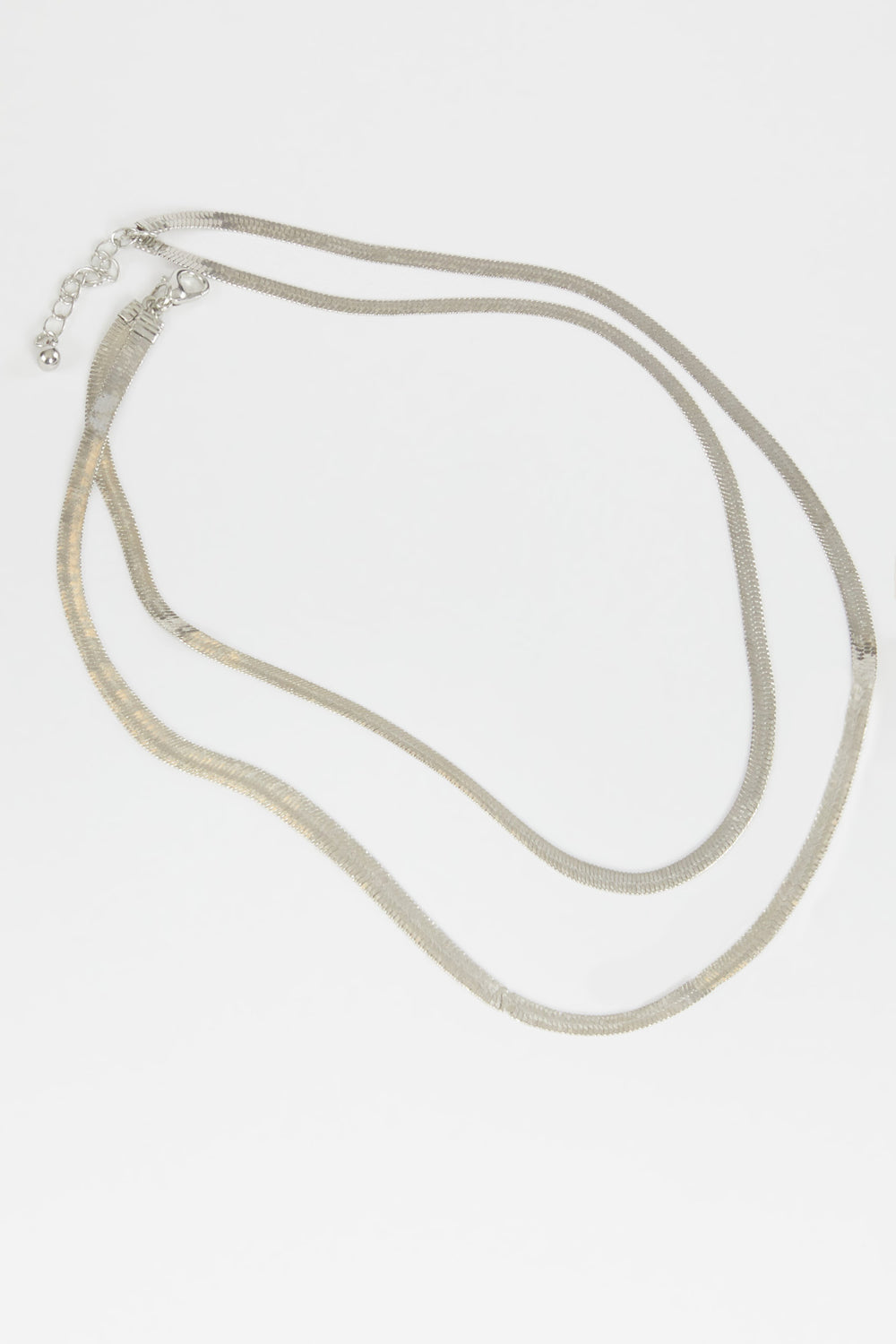 Layered Snake Chain Necklace Silver