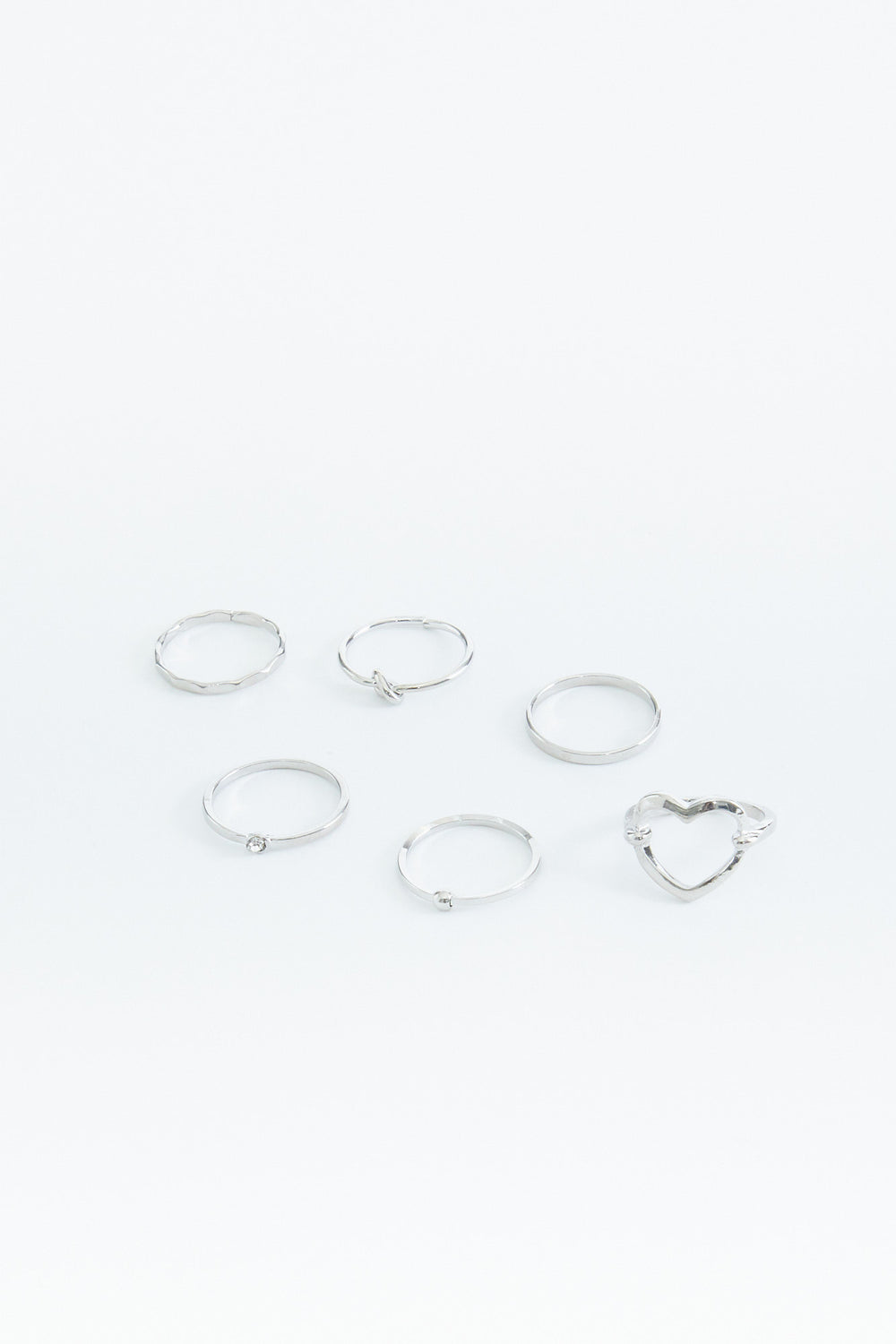 Assorted Heart Ring Set Silver