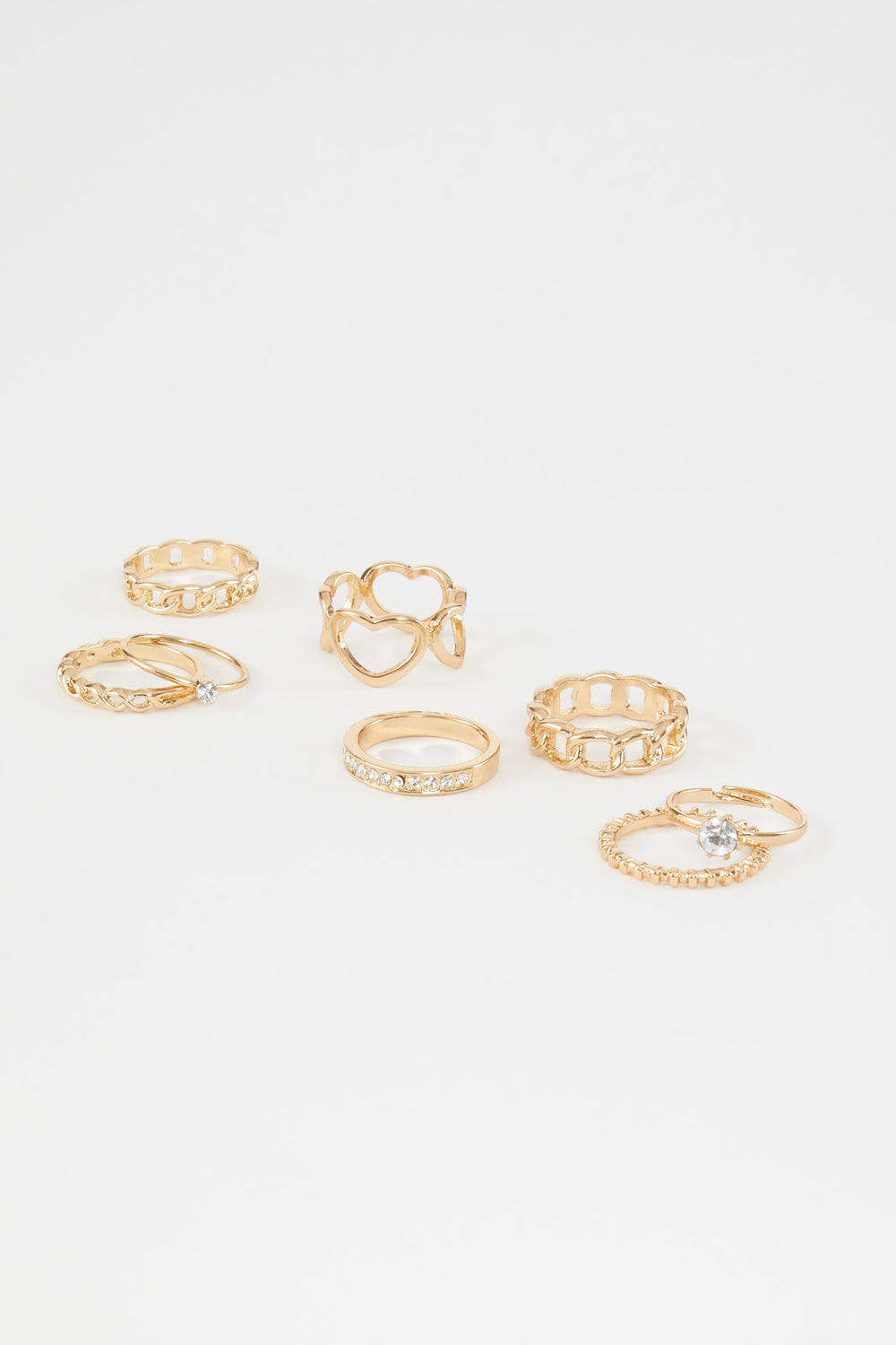 Assorted Faux Gem Rings Set Gold